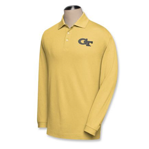Georgia Tech Yellow Jackets Men's CB DryTec LS Championship Polo - Lotus